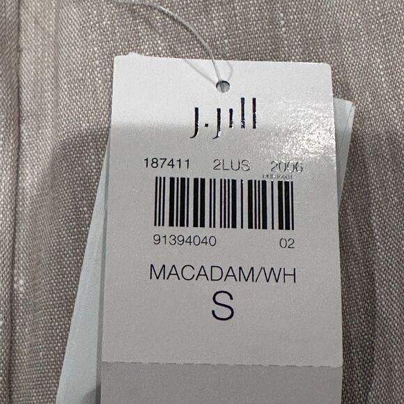 J Jill Linen Cropped Pants Stretch Khaki Ankle Button Details Size Small New - Picture 6 of 7